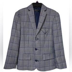 INC International Concepts Navy and White Checkered Blazer Men’s